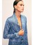 Şal Yaka Desenli Ceket - Indigo 2