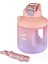 1100 ml Çift Renk Pipetli Taşıma Askılı ve Kulplu Motivasyon Su Matarası Sticker Hediyeli VGN2302-PEMBE 1