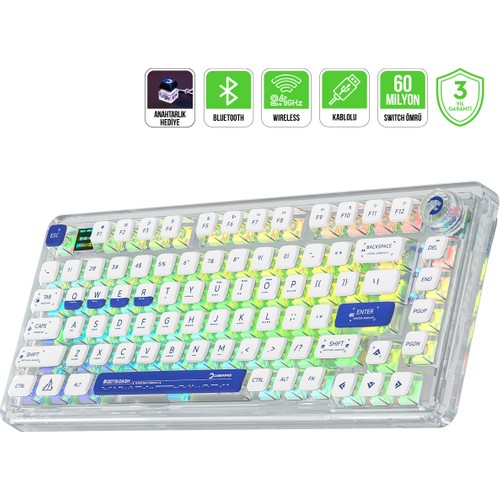 Gamepower Gasket Pro Rgb Wireless/bluetooth/kablolu Mekanik Switch Gasket Gaming Klavye