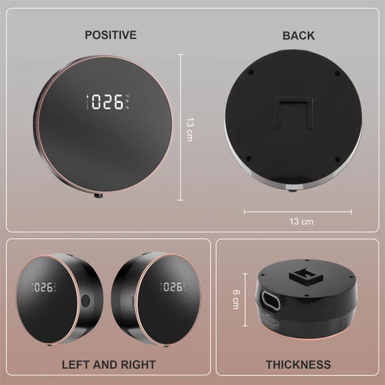 Humble 300ML Köpük Sabunluklar Pressless Otomatik Sensör Köpük Sabun Sıvı Dağıtıcı Duvara Montaj Dijital Ekran Sabun, Siyah (Yurt Dışından)
