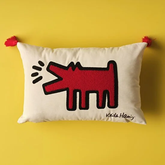 Bella Maison Keith Haring Paw Kırlent Kırmızı (35X50 Cm)