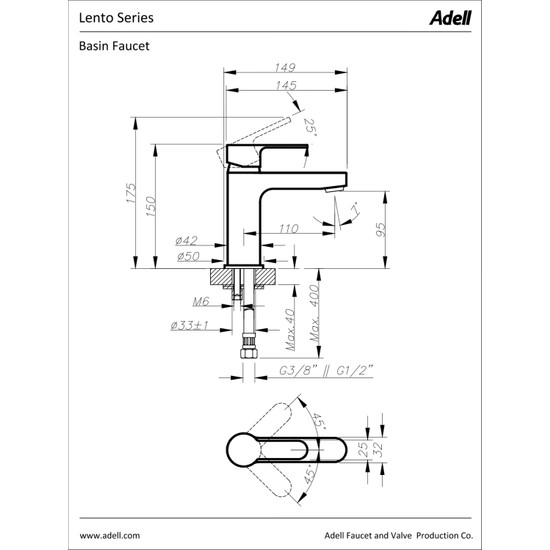 Adell Lento Lavabo Bataryası - Regular -Mat Siyah Fiyatı