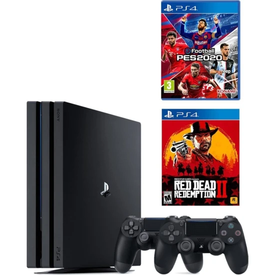 Sony Playstation 4 Pro + 2.Dualshock + Ps4 Pes 2020 + Ps4 Red Dead Redemption 2