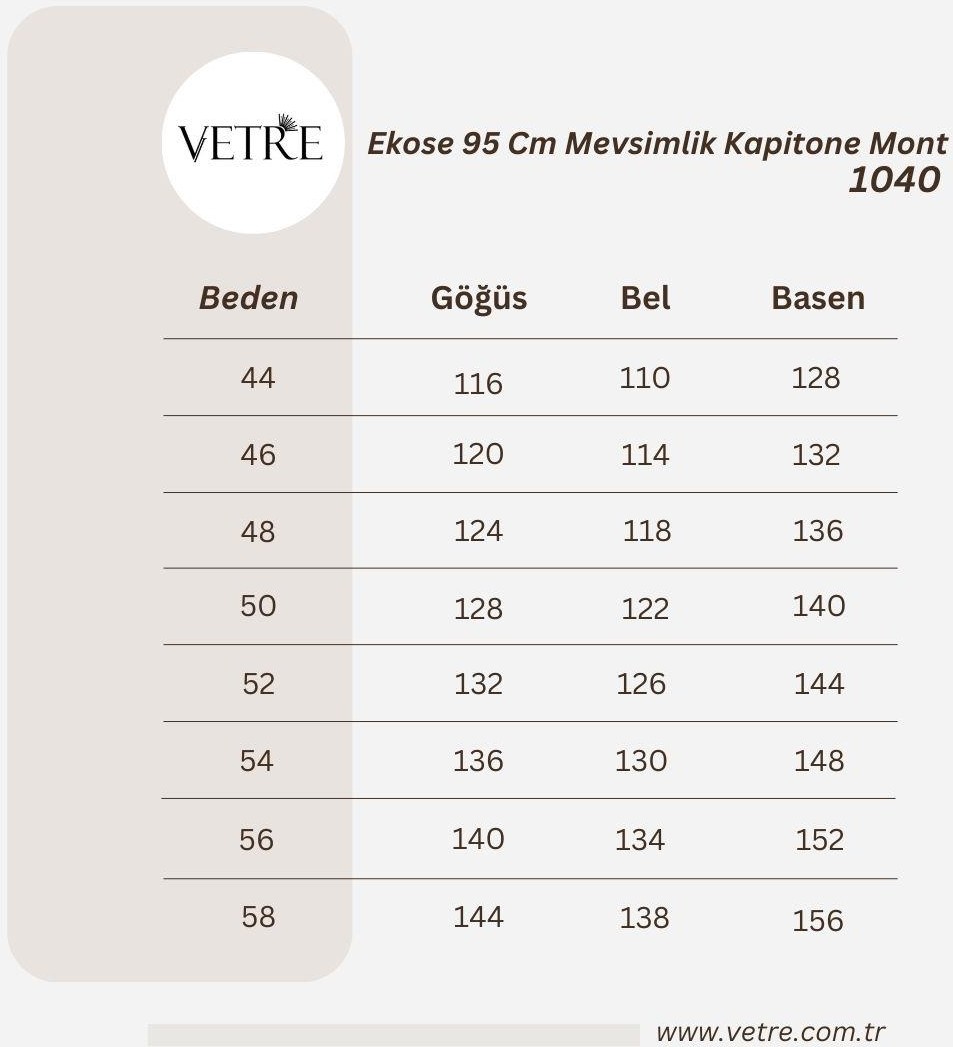 Vetre Kadın Büyük Beden Ekose 95 Cm Mevsimlik Bordo Kapitone Mont 1040 görsel 4
