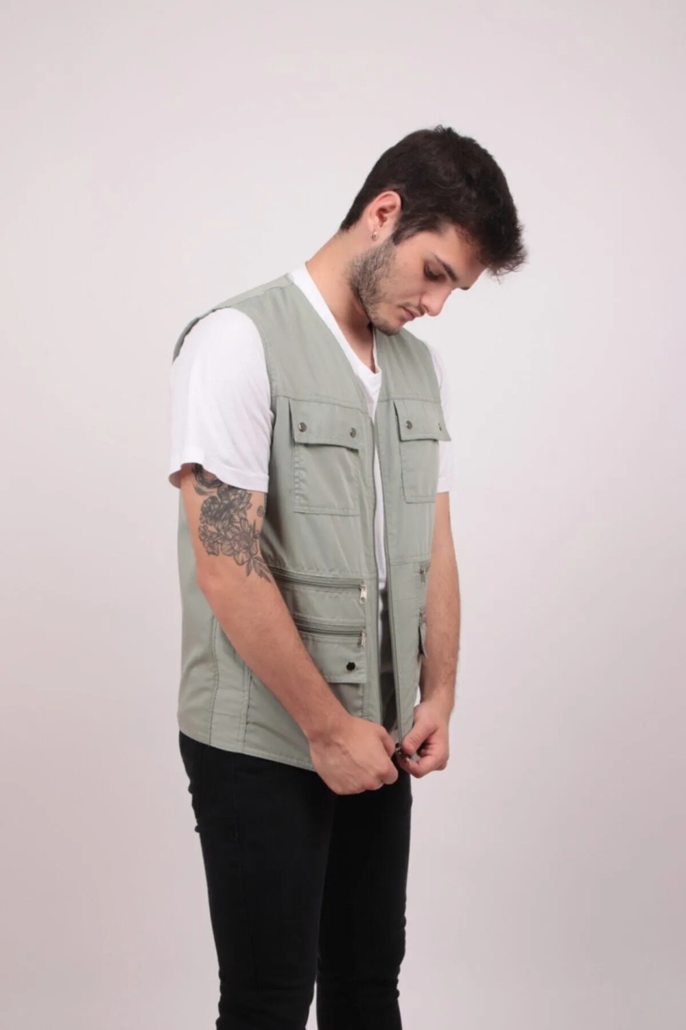 Gambia Outdoor's Erkek Yazlık Kumaş Çok Cepli Avcı Yelek 00E-Gri Rahat Büyük Beden Tümrenkler