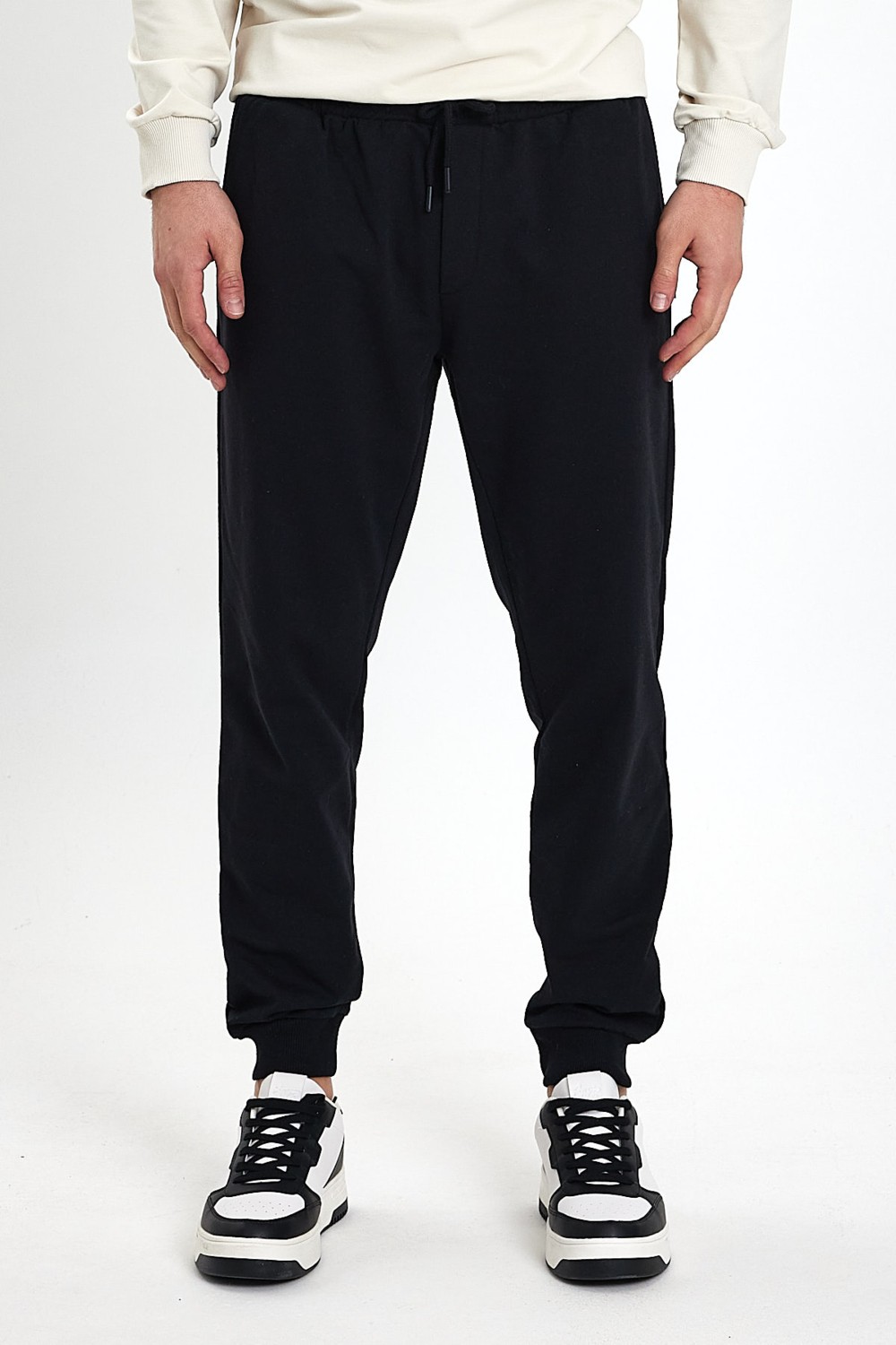 Mmetalic Erkek Regular Fit Rahat Kesim Beli Bağcıklı Jogger Cepli Lastikli Paça Siyah Eşofman Altı