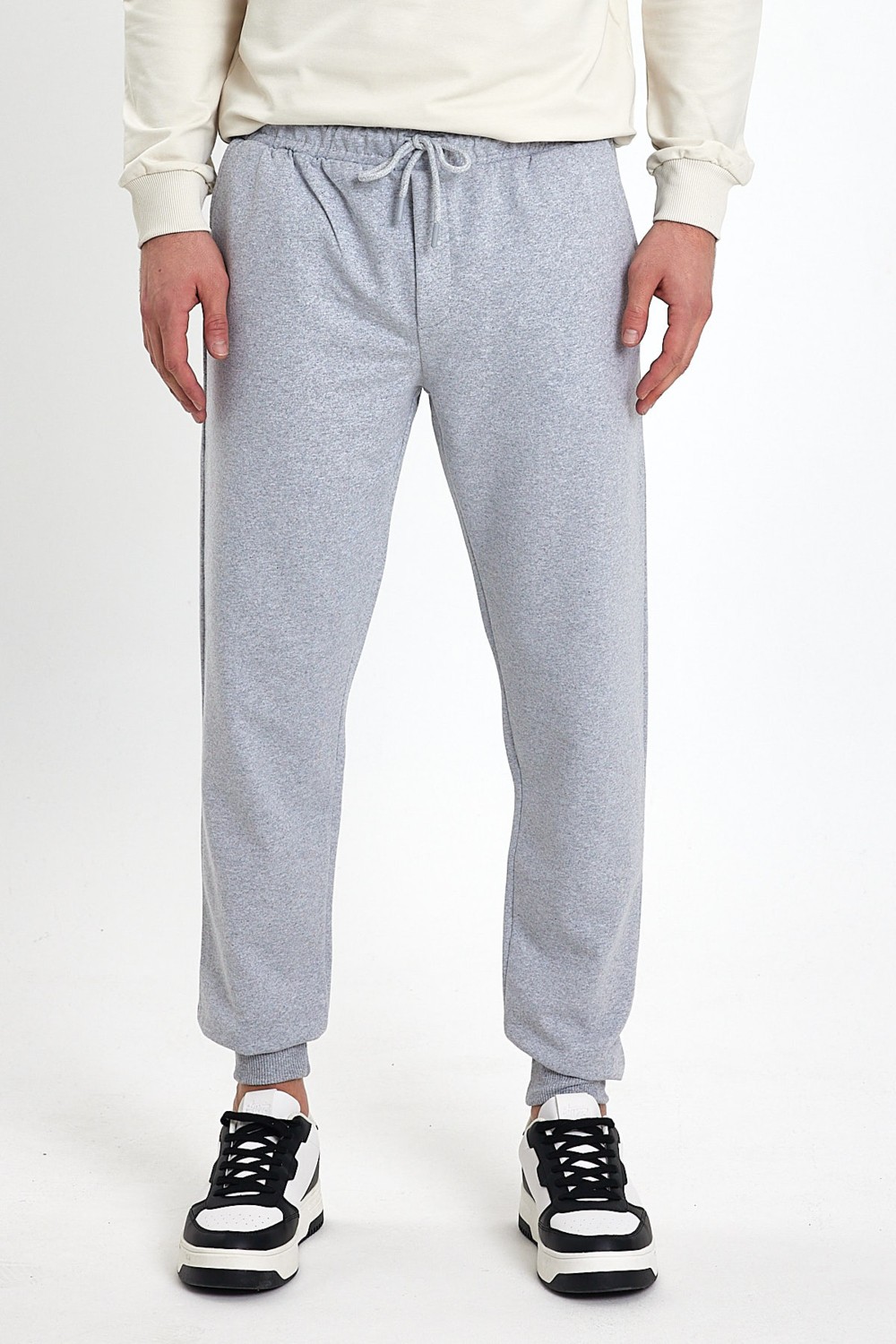 Mmetalic Erkek Regular Fit Rahat Kesim Beli Bağcıklı Jogger Cepli Lastikli Paça Siyah Eşofman Altı