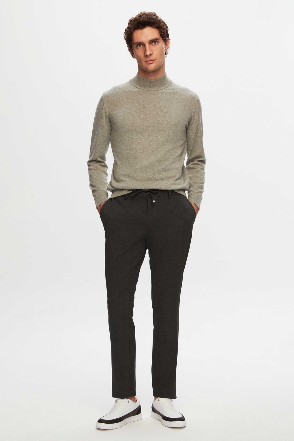 D'S Damat Slim Fit Antrasit Beli Lastikli Bağcıklı Fermuarlı Likralı Rahat Jogger Pantolon 2HC03ORTJGR01 görsel 3