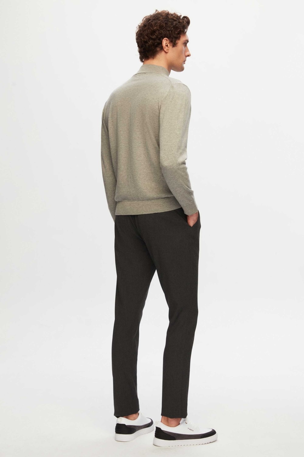 D'S Damat Slim Fit Antrasit Beli Lastikli Bağcıklı Fermuarlı Likralı Rahat Jogger Pantolon 2HC03ORTJGR01 görsel 4