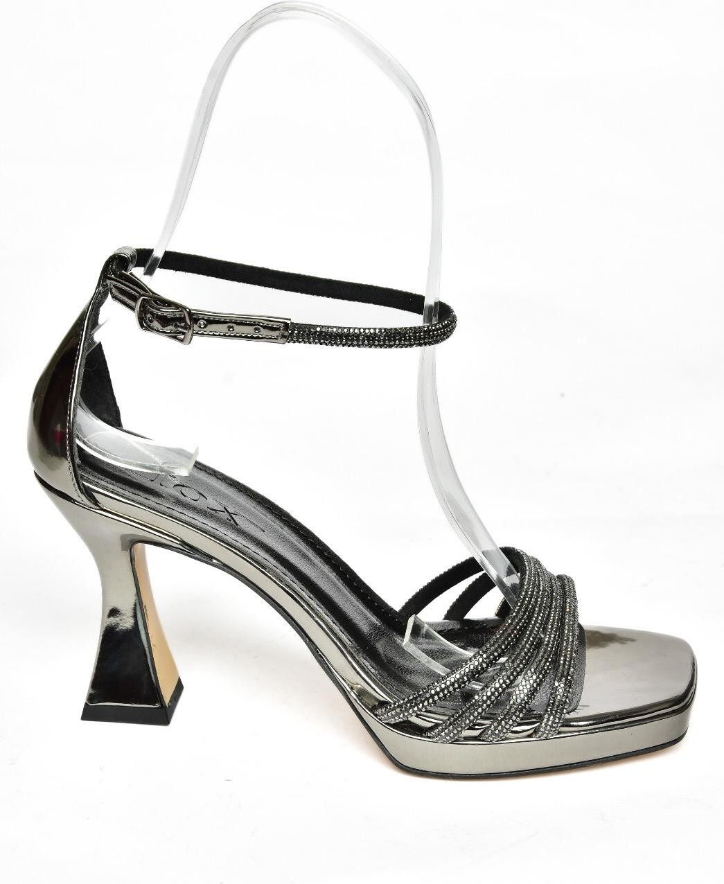 Fox Shoes S569314634 Platin Ayna Kalın Topuklu Kadın Abiye Ayakkabı görsel 5