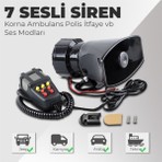 TeknoClub Her Araca Uyumlu Universal 7 Sesli Konuşmalı Mikrofonlu Megafonlu Polis Siren