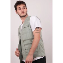 Gambia Outdoor's Erkek Tümrenkler Yazlık Kumaş Avcı Yelek Çok Cepli Baba Büyük Beden Rahat Battal