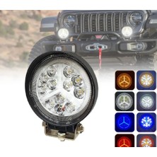 TeknoClub Beyaz Sarı LED Çakarlı Yuvarlak Off Road Sis Farı Çalışma Lambası 12-24V 36 Watt -Üniversal