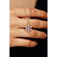 Roza Silver Zirkon Taşlı Rose Kar Tanesi Gümüş Kolye