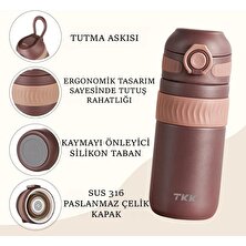 Vagonlife T-2006 450ML Çikolata Kahve Rahat Içim Çift Yalıtımlı Paslanmaz Çelik Termos Matara