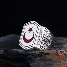 Tesbih Sepetim Ayyıldız Model Allah Yazılı 925 Ayar Gümüş Yüzük