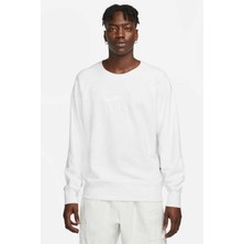 Nike Air Crew Loose Fit Sweatshirt White Bol Kesim Bisiklet Yaka Erkek Sweatshirt Beyaz