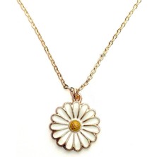 Market66 Beyaz Papatya Kolye Ince Zincir Çiçek Sevgi Hediye Ambalajında