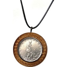 Market66 Eski 2.5tl Madeni Para Konulabilen Kolye Ucu Koleksiyonluk 30MM Metal Halkalar Için Ahşap Tahta