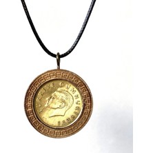 Market66 Eski 500TL Madeni Para Konulabilen Ahşap Kolye Ucu 90LAR Koleksiyonluk Metal Halkalar Için Tahta