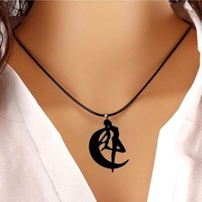 Market66 Sailor Moon Ay Savaşçısı Anime Kolye Ay Kız Kış Winter Büyük Siyah Akrilik Deri Kayış