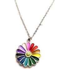 Market66 Papatya Gökkuşağı Çok Renkli Kolye Ince Zincir Çiçek Özgürlük