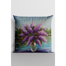 Mucize Tekstil Mor Çiçekler Yastık Kırlent Kılıfı