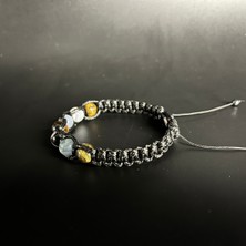 Yıldız Doğal Taş Kova Burcu Doğal Taş Deri Bileklik Florit Akik Anjelit Sedef Kaplan Gözü