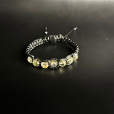 Yıldız Doğal Taş Sitrin Doğal Taş Deri Bileklik