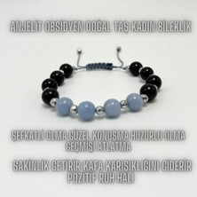 Yıldız Doğal Taş Anjelit Obsidyen Doğal Taş Makrome Bileklik