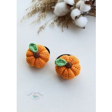 Masal Örgü Dünyası Bal Kabağı Amigurumi Lastik Toka Niş Saç Aksesuarı (1 Çift)