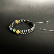 Yıldız Doğal Taş Aslan Burcu Doğal Taş Deri Bileklik Dumortierit Lal Anyolit Akik Kaplan Gözü Kan Taşı