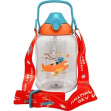 Uzspace Vagonlife Uzspace VGN2204 1500ML Turuncu- Buz Mavi Sunshine Tek Kapak Çift Kullanım Pipetli/pipetsiz Askı Aparatlı Tritan Su Matarası