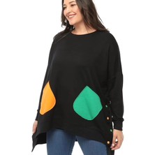 Esina Kadın Iki Iplik Renkli Cepli Oversize Sweat