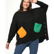 Esina Kadın Iki Iplik Renkli Cepli Oversize Sweat