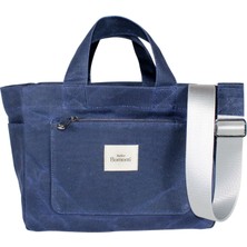 Atelier Bomonti Hishi Tote Bag Navy Blue Mumlu Kanvas Omuz Çantası & El Çantası