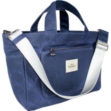 Atelier Bomonti Hishi Tote Bag Navy Blue Mumlu Kanvas Omuz Çantası & El Çantası