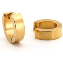 Market66 Erkek Halka Küpe 1 Çift 4mm Paslanmaz Çelik Sarı Altın Renk