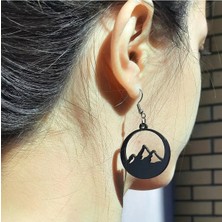 Market66 Dağ Tepe Küpe Doğa Sever Dağ Manzarası Siyah Akrilik 3.5cm