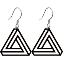 Market66 Iç Içe Geçen Üçgen Küpe Sembol El Yapımı Kancalı Siyah Akrilik 5cm Takı