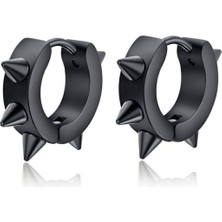 Market66 Siyah Sivri Diken Perçinli Küpe Erkek Kadın Iğneli Punk Rock Heavy Metal Tarz