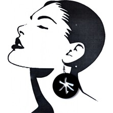 Market66 Konfüçyüs Simgesi Küpe Çinli Filozof Sembolü El Yapımı Kancalı Siyah Akrilik 5cm Lazer Takı