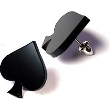 Market66 Siyah Maça Şans Kalp Mini Saplama Küpe 23MM Hafif Akrilik