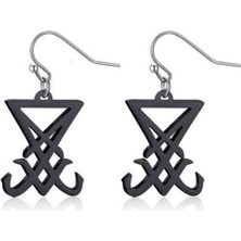 Market66 Lucifer Sembol Sallantılı Küpe Akrilik Plastik Hafif Kancalı 3.5cm