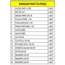 Marketcidenal Ramazan Erzak Yardım Paketi Kumanya Kolisi 16 Parça