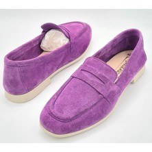 Ayakkabım Official Deri Mor Kadın Ayakkabı Babet Loafer Mrbbt1991  Mor