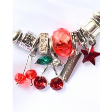 Shushu Design Kiraz Yıldız Charmlı Pandora Çelik Bileklik Pandora Bileklik