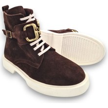 Ayak Kabım Hakiki Deri Bağcıklı ve Fermuarlıtoka Detaylı Kadın Günlük Bot Beden 38 Renk Kahverengi