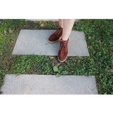 Ayak Kabım Hakiki Deri Kiremit Renk Bağcıklı Günlük Kadın Kısa Bot Günlük Eva2 Beden 37 Renk Kiremit