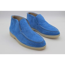 Ayak Kabım Hakiki Deri Kısa Içten Lastik Günlük Kadın Bot Mavi 2509 Aykkbm Beden 40 Renk Mavi